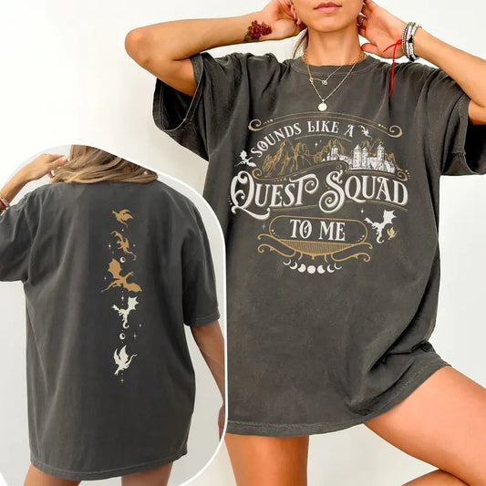 Fourth Wing Quest Squad Comfort Colors Shirt, Vintage Ridoc Dragon Rider Graphic T-Shirt, Onyx Storm Short Sleeve Shirt , Riorson House Tee