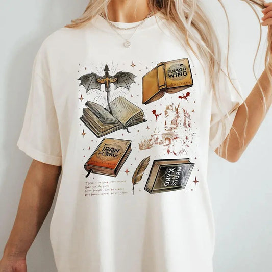 Fourth Wing Series Iconic T-Shirt, Dragon Rider, Book Merch, Onyx Storm, Fourth Wing Lover, Gift For Fan, War College Dragon Book