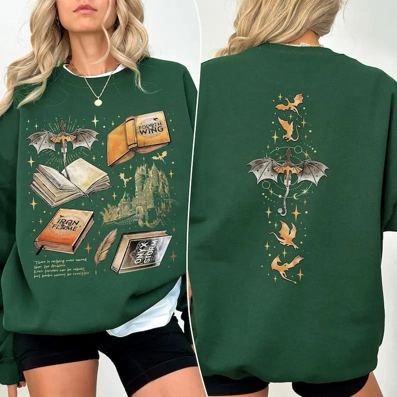 Fourth Wing Series Two Sided Sweatshirt For Fans, War College Crewneck, Dragon Rider Hoodie, Book Merch Gift