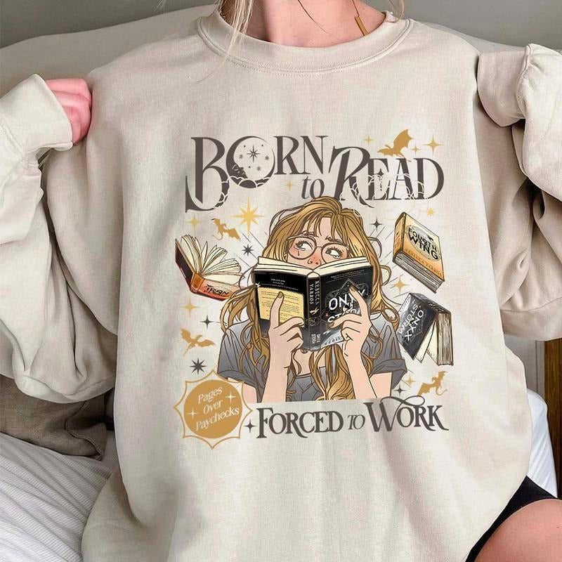 Fourth Wing Shirt, Born To Read Onyx Force To Work Sweater, Fantasy Book Reader Shirt, Booktok Sweatshirt, Bookish Shirt, Book Lover Sweatshirt