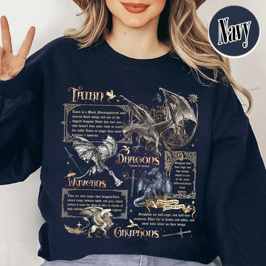 Fourth Wing Species Sweatshirt, Wyvern Dragon Sweatshirt, Tairn Sweatsshirt, Gryphon Sweatshirt, Dragon Rider Clothes, Fourth Wing Sweatshirt, Dragon and Book Sweatshirt