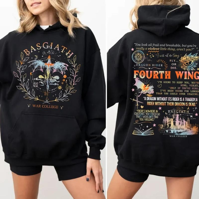 Fourth Wing Sweatshirt, Basgiath War College Shirt, Dragon Rider Hoodie, Violet Sorrengail, Fantasy Reader, Xaden Riorson, Riders Quadrant, Unisex Sweater Pullover Tee