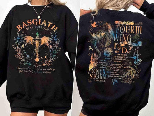 Fourth Wing Sweatshirt, Basgiath War College Sweatshirt, Dragon Rider Shirt, Gift For Readers, Xaden Riorson, Fantasy Book Dragon Shirt