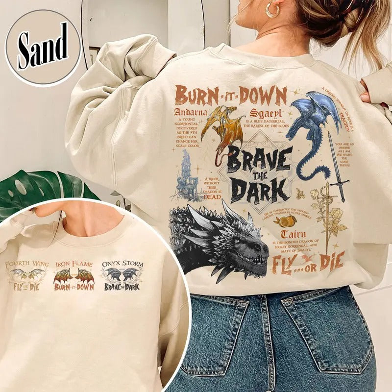 Fourth Wing Sweatshirt, Onyx Storm Sweatshirt, Onyx Storm Merch, Basgiath War Collegee, I Will Save Him, Xaden Riorson Sweatshirt, Onyx Storm Brave the Dark