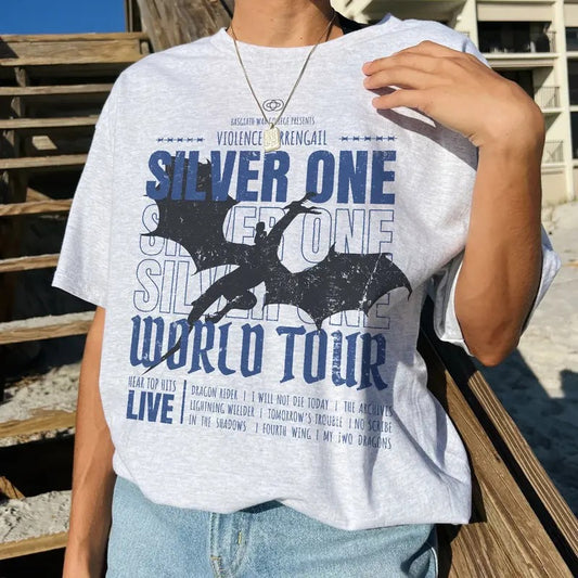 Fourth Wing Violence Sorrengail T-Shirt, Silver One World Tour Shirt, Basgiath War T-Shirt, Dragon Rider Tee Shirt, Fourth Wing Sweatshirt, The Empyrean Series Tee Shirt, Basgiath War College Sweaterstyle{n002}2
