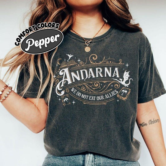 Fourth Wing We Do Not Eat Our Allies Comfort Colors Shirt, Andarna Fourth Wing Shirt, Dragon Woman, Basgiath War College Tee, Bookish Gifts