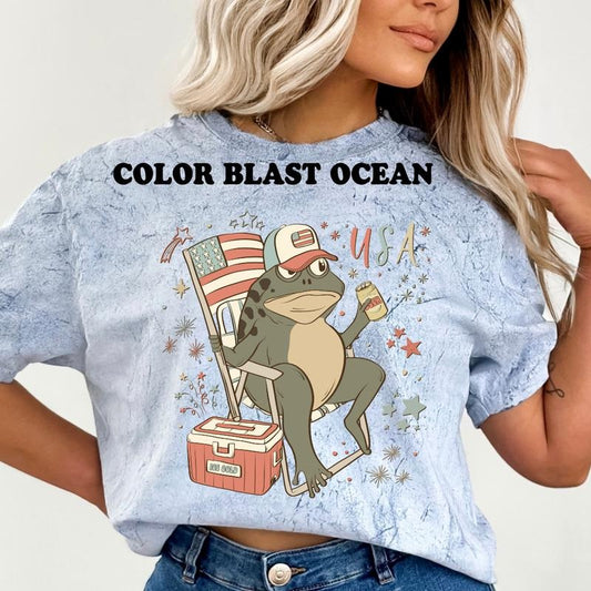 Fourth of July Frog ~ Unisex Apparel Relaxed Fit Printed In The USA Clothing Womenswear Casual Comfort Cotton Top Athletic Boho Chic