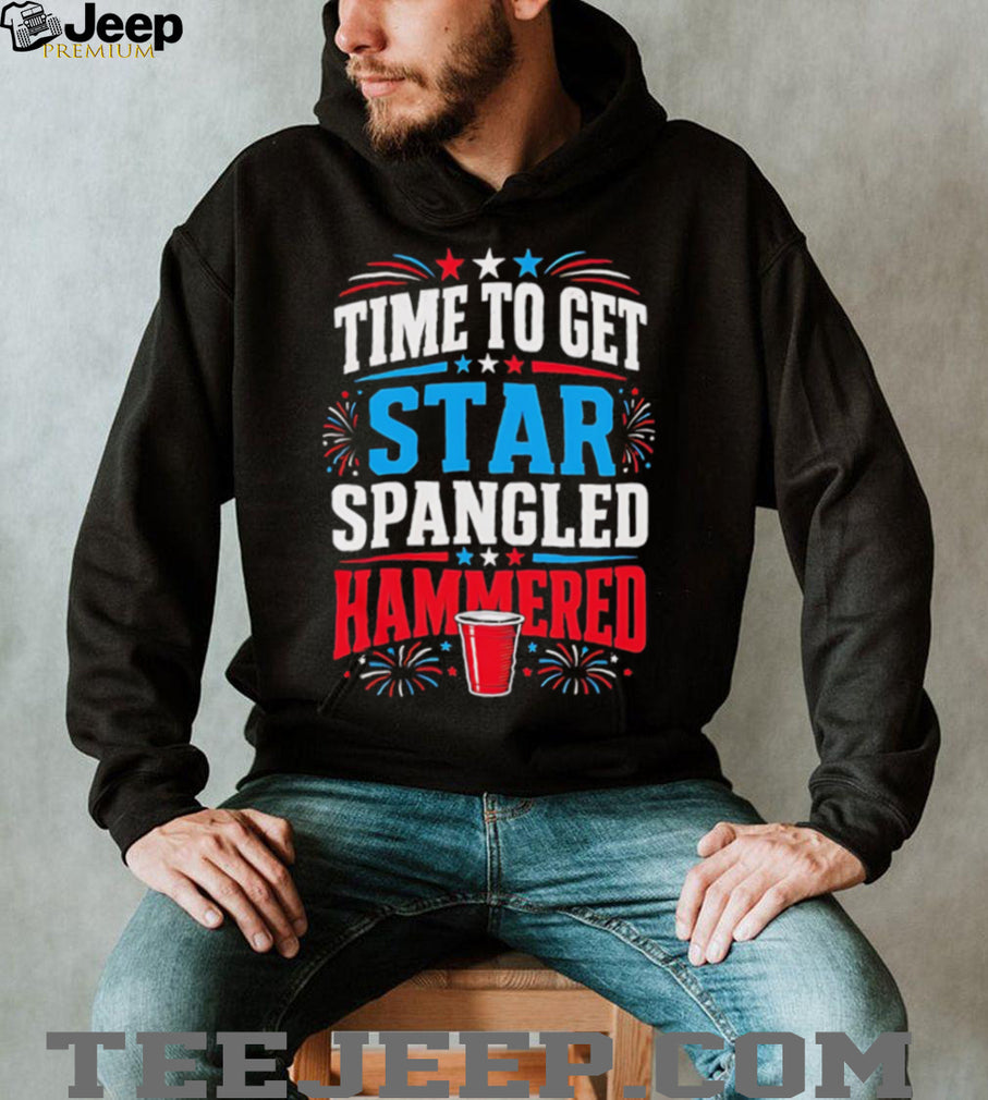 Fourth of July Time To Get Star Spangled Hammered Party Solo Cup Patriotic T Shirt