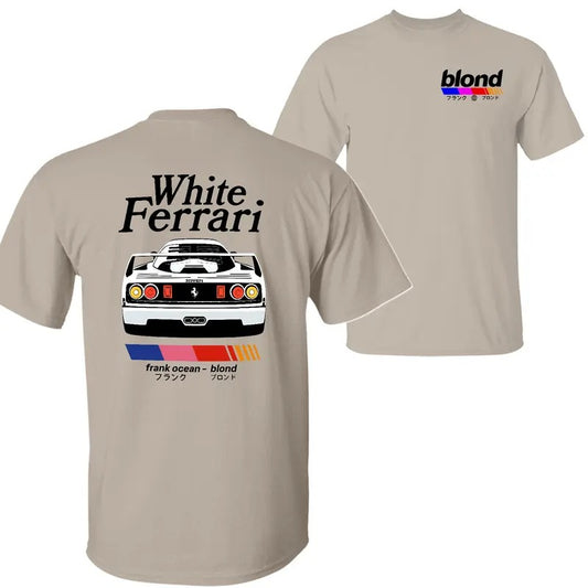 Frank Ocean Blond White Ferrari T-Shirt Sweatshirt Hoodie, Frank Ocean Shirt, Shirt, Double Sided Graphic Printed Unisex Classic Comfort Cotton T-Shirts in all Sizes all Colors for Men and for Women