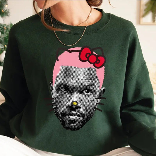 Frank PINK Kitty Big Face Adorable Sweatshirt for Cute and Cozy Style