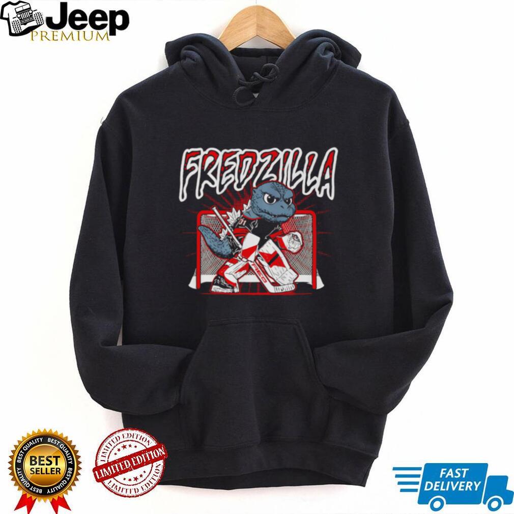 Fredzilla Hockey Goalie Monster Mascot Funny Sports Graphic T Shirt