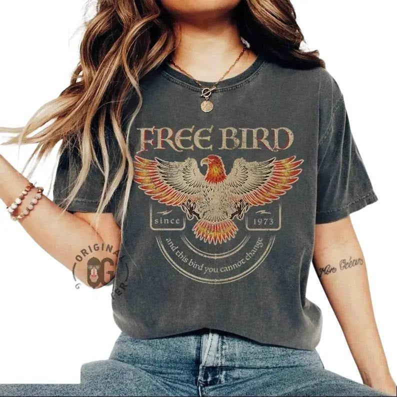 Free Bird Shirt,Old School Band T-shirt, Retro Music Shirt, Rock Band Tee, Oversized Trendy Shirts