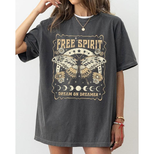 Free Spirit, Dream On Dreamer, Hippie, Psychedelic, Butterfly Tshirt, Women's Comfort Color Tee, Tshirt
