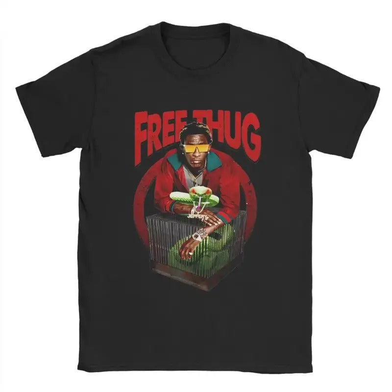 Free Thug Graphic T-Shirt, Thug Rapper Tee, Hip Hop Merch, Cotton T-Shirt, Crew Neck T-Shirt, Gift for Him, Gift for Her, Unisex Shirt, Menswear Top, Womenswear Top