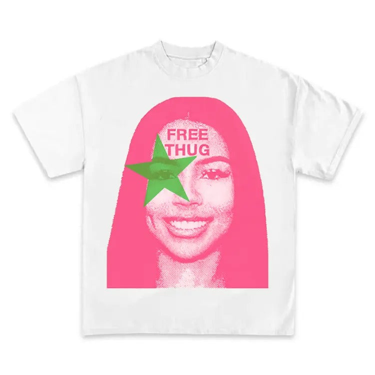 Free Thuggg Pink T-Shirt Graphic Tee Iconic Style for Rap Fans Unisex Shirt For Men and Women