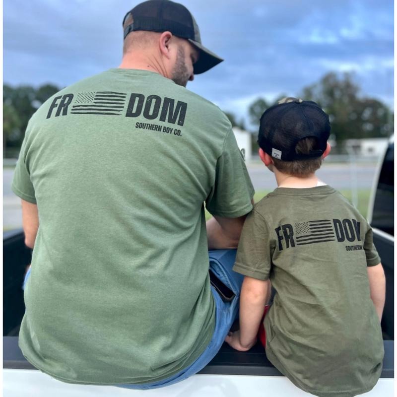 Freedom Tee, Adult and Youth Matching Shirt, Patriotic Graphic for Men and Son and Daughter