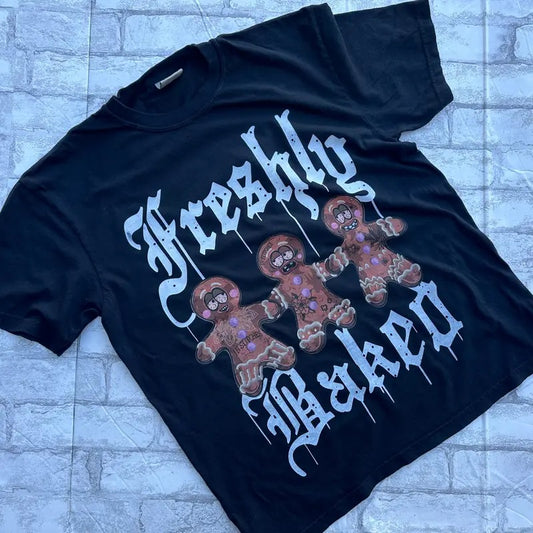 Freshly Baked Graphic Tee - Christmas Spooky Shirts Gingerbread Men Cookies Shirt Comfort Colors Tshirt