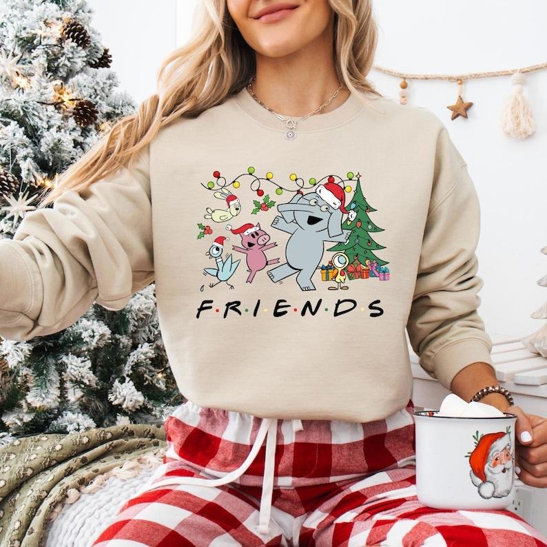 Friends Christmas Sweatshirt, Elephant And Piggie Christmas T-shirt, Bookish Christmas Tee, Book Lover Gifts, Teacher Christmas Hoodie