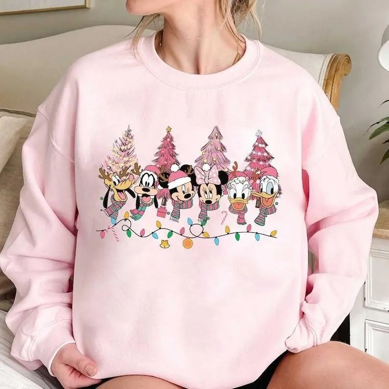 Friends Christmas Sweatshirt, Pink Christmas Tree Sweatshirt, Christmas Sweatshirt