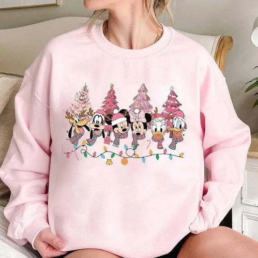 Friends Christmas Sweatshirt, Pink Christmas Tree Sweatshirt, Christmas Sweatshirt