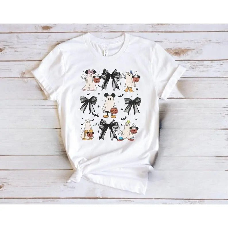 Friends Ghost Coquette Bow Halloween Shirt, Not So Scary Party Tee, Family Spooky Season 2024 Tripstyle{n002}2