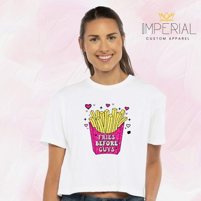 Fries Before Guys Valentine's Day T-Shirt, Valentine's Day Sweatshirt, Valentine's Day 2024 Sweatshirt, Vday Sweatshirt