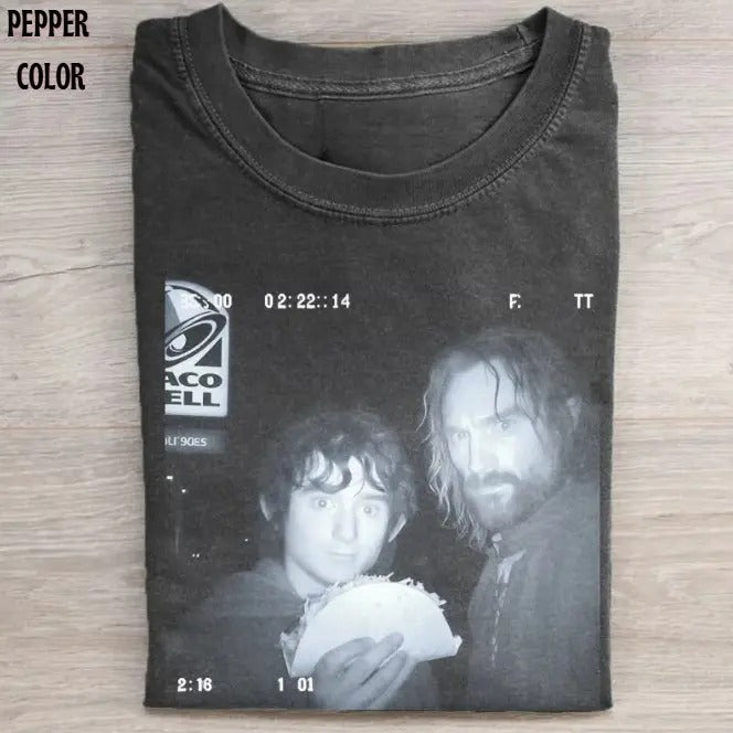Frodo And Aragorn Have Taco Bell Funny Graphic T-shirt, Meme Taco Bell Shirts, Unisex Lord of the Rings Movie Shirt Menswear Womenswear Streetwear