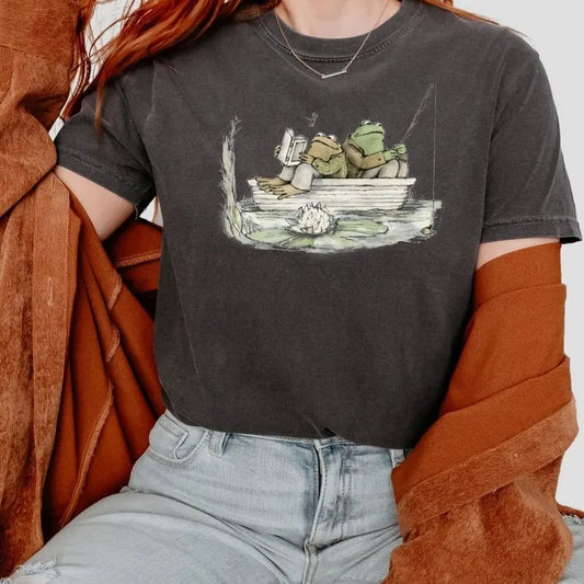 Frog 90s Vintage Graphic Shirt, Vintage Unisex Oversize Cotton Tee, Retro Toad Tee, Nature Shirt, 2000s Frog T-Shirt, Book Lovers Shirt Top Womenswear