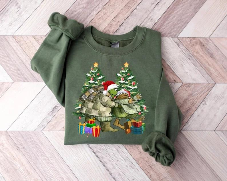 Frog And Toad Sweatshirt, Christmas Snowman Sweatshirt, Retro Christmas Classic Book Lover Shirt, Funny Xmas Gift, Christmas Holiday Sweater, Frog And Toad  Christmas Shirt