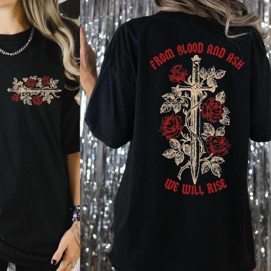 From Blood and Ash We Will Rise 2 Side Shirt, Jennifer L Poppy Hawke Prince Casteel, Book Lover Gift, Classic Styles, Never Go