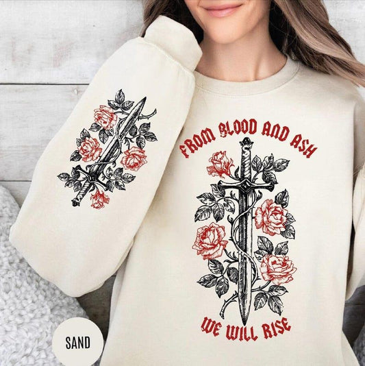 From Blood and Ash We Will Rise Sweatshirt & Hoodie, Jennifer L Poppy Hawke Prince Casteel, Book Lover Gift VLB747