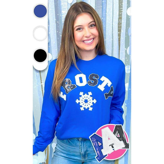 Frosty Sequin Christmas Graphic Long Sleeve T-Shirt