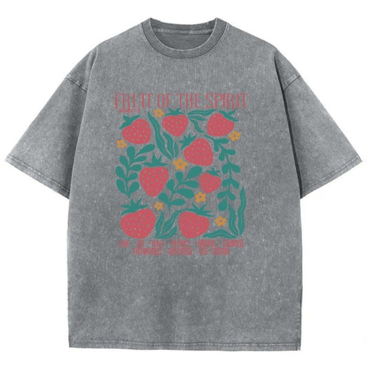 Fruit Of The Spirit Unisex Washed T-Shirt, Christian Jesus  t shirts, Vintage 90s Graphic Tee Gift Cotton Top, Mineral colorstyle{n002}2