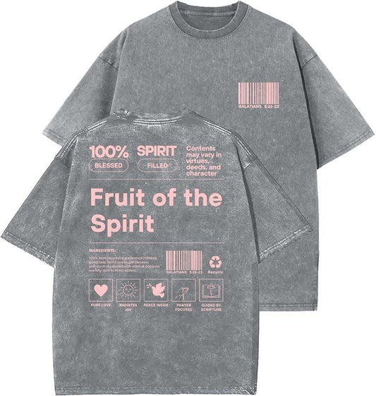 Fruit Of The Spirit Unisex Washed T-Shirt, Christian t shirts, Vintage 90s Graphic Tee, Gift Top Womenswear Cotton Mineral Colorstyle{n002}2