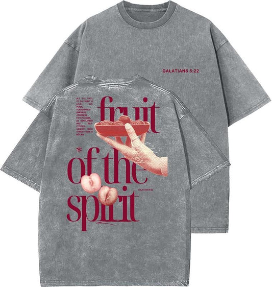 Fruit Of The Spirit Unisex Washed T-Shirt, Christian t shirts, Vintage 90s Graphic Tee, Gift Top Womenswear Cotton Mineral Colorstyle{n002}4