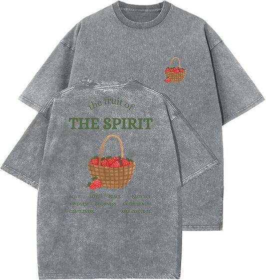 Fruit Of The Spirit Unisex Washed T-Shirt, Christian t shirts, Vintage 90s Graphic Tee, Gift Top Womenswear Cotton Mineral Colorstyle{n002}6