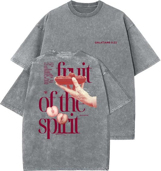 Fruit Of The Spirit Unisex Washed T-Shirt, Christian t shirts, Vintage 90s Graphic Tee, Gift Top Womenswear Cotton Mineral Colorstyle{n002}7