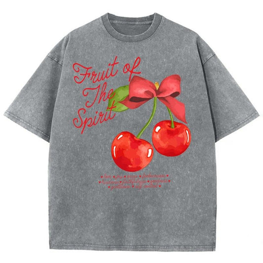 Fruit Of The Spirit Unisex Washed T-Shirt, Christian tshirts, Christian Jesus  t shirts, Vintage 90s Graphic Tee Gift Cotton Top, Mineral color