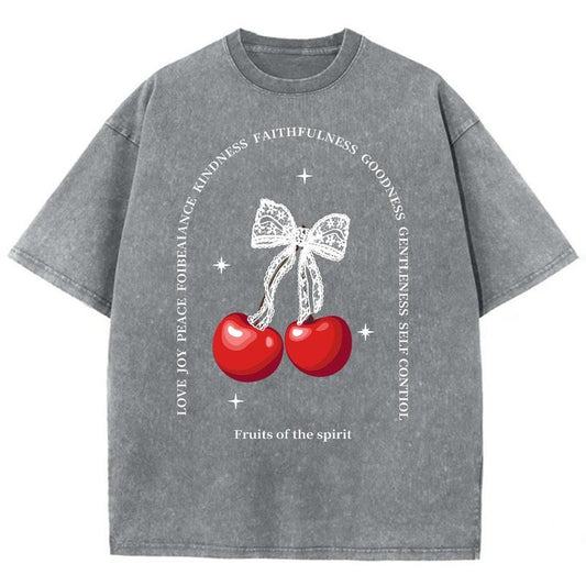 Fruits Of The Spirit Unisex Washed T-Shirt, Christian Jesus  t shirts, Vintage 90s Graphic Tee Gift Cotton Top, Mineral color