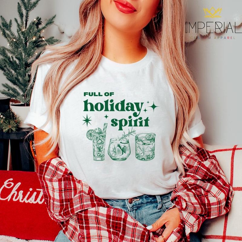 Full Of Holiday Spirit T-Shirt, Funny Christmas Sweatshirt, Mom Christmas Sweatshirt, Cute Christmas Sweatshirt, Christmas Hot Chocolate Sweatshirt, Christmas Traditions Sweatshirt