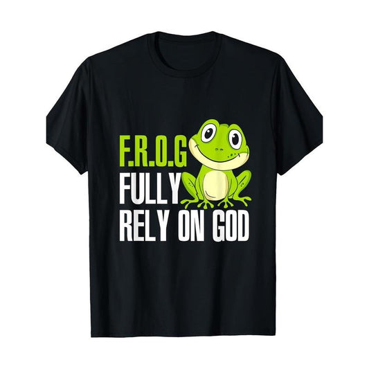 Fully Rely On God Christian Frog Lover MP 100% Cotton T-Shirt made in usa