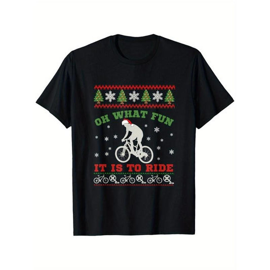 Fun Mountain Bike Rider Christmas Sweater T-Shirt, Soft Cotton, Perfect Gift for Men & Women, Ideal for Holidays & Birthdays Made in USA