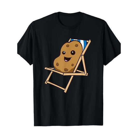 Fun Potato Graphic Cotton T-Shirt for Men - Casual Crew Neck, Short Sleeve, Breathable & Machine Washable Made in USA