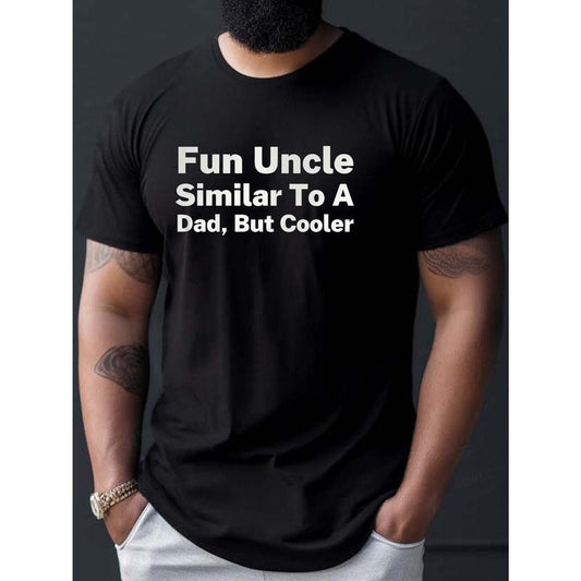Fun Uncle Print T Shirt, Tees For Men, Casual Short Sleeve T-shirt For Summer Made in USA