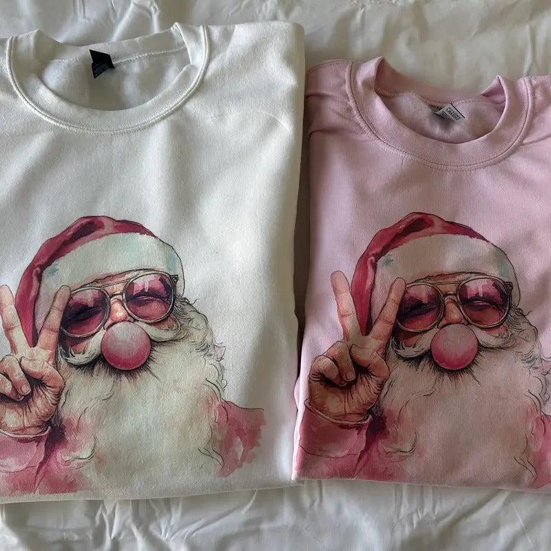 Funky Santa Christmas Sweatshirt Santa Bubble Gum Sweatshirt Comfy Sweatshirt