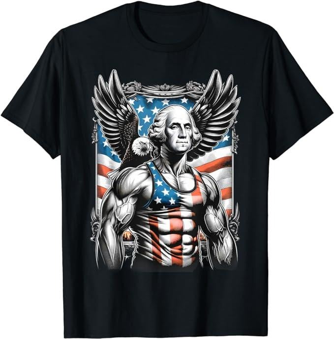 Funny 4th of July Shirts For Men, 4th of July Patriotic Funny George Washington July 4th USA T-Shirt Menswear Top Casual Cotton Fashion Smooth