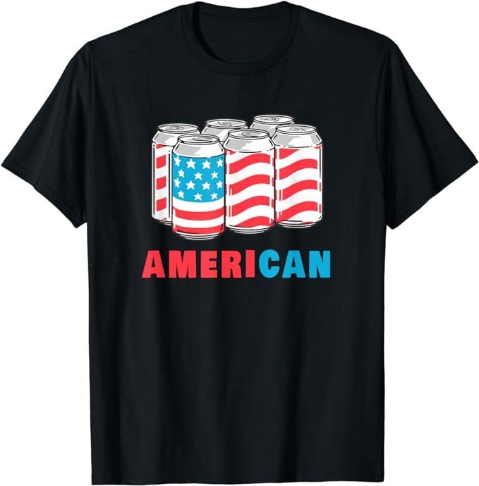 Funny 4th of July Shirts For Men, AmeriCan Funny 4th of July Beer Patriotic USA Flag T-Shirt Menswear Top Casual Cotton Fashion Basic