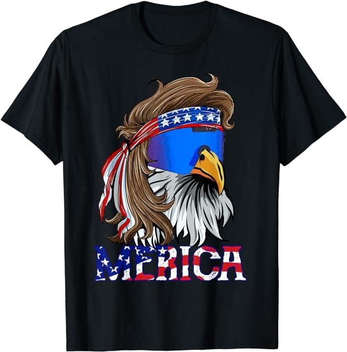 Funny 4th of July Shirts For Men, Eagle Mullet Sunglasses Merica 4th Of July USA American Flag T-Shirt Menswear Top