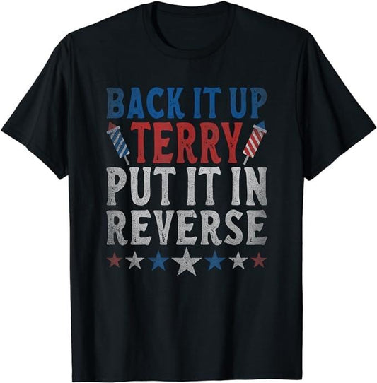 Funny 4th of July Shirts For Men, Funny 4th Of July Back Up Terry Put It In Reverse Retro T-Shirt Menswear Top Casual Cotton Fashion Basic