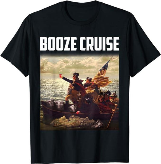 Funny 4th of July Shirts For Men, Political Party Booze Cruise Shades & Red Cups T-Shirt Menswear Top Casual Cotton Fashion Basic